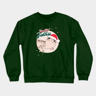 Mack Super Snow Leopard Gecko, Christmas Edition! Feelin Jolly! Green BG Crewneck Sweatshirt